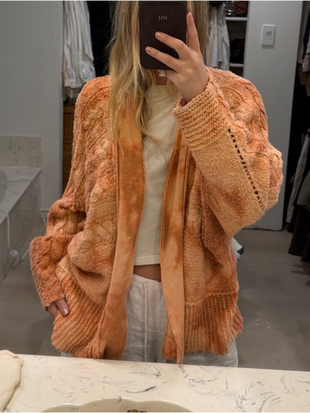 Cozy Women's Chunky Knit Cardigan Sweater - Orange